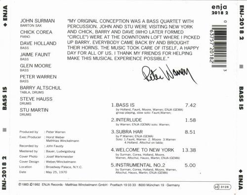 Peter Warren - Bass Is (1972) CD Rip