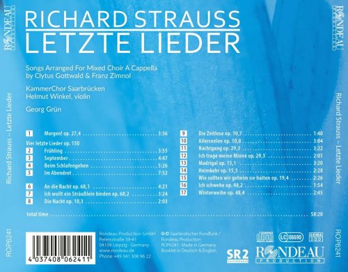 KammerChor Saarbrücken, Helmut Winkel, Georg Grün - Richard Strauss: Letzte Lieder (2023) [Hi-Res]