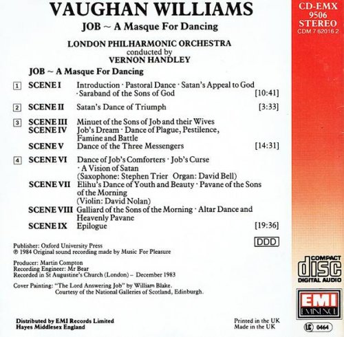 London Philharmonic Orchestra, Vernon Handley - Vaughan Williams: Job. A Masque for Dancing (1984) CD-Rip