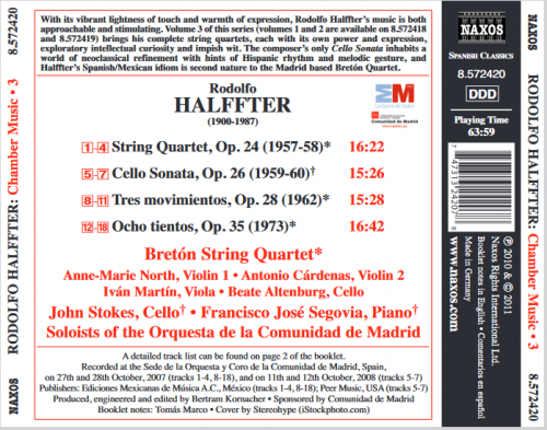 Breton String Quartet - Halffter: Musique de chambre (Volume 3) (2011)