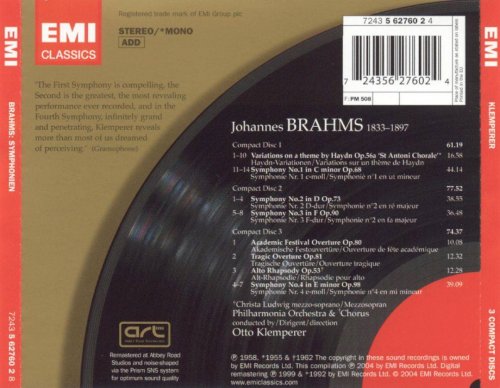 Otto Klemperer - Brahms: Symphonies Nos. 1-4 (2004) CD-Rip