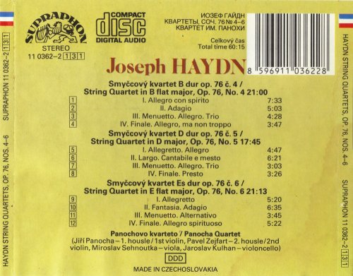 Panocha Quartet - Haydn: String Quartets, Op. 76 Nos. 4-6 (1990) CD-Rip