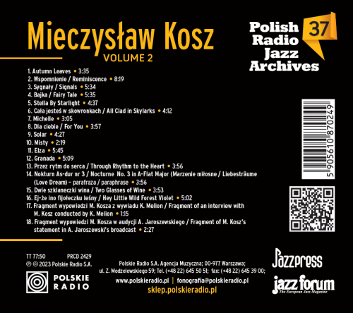 Mieczysław Kosz - Polish Radio Jazz Archives, Vol..37, Mieczysław Kosz Solo, Duo, Trio, Vol. 2 (2023) Hi-Res