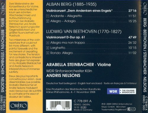 Arabella Steinbacher, WDR Sinfonieorchester Koln, Andris Nelsons - Berg, Beethoven: Violin Concertos (2009) CD-Rip