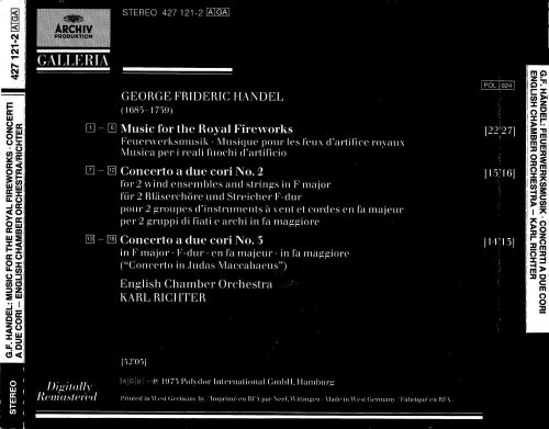 English Chamber Orchestra, Karl Richter - Handel: Music for the Royal Fireworks (1990) CD-Rip
