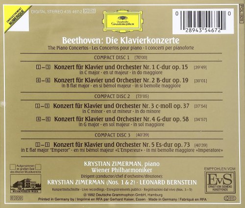 Krystian Zimerman, Leonard Bernstein, Wiener Philharmoniker - Beethoven: Complete Piano Concertos (1992) CD-Rip