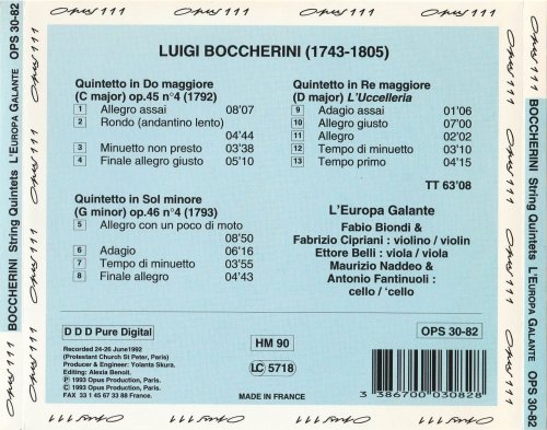 L'Europa Galante, Fabio Biondi - Boccherini: 3 string Quintets (1993) CD-Rip