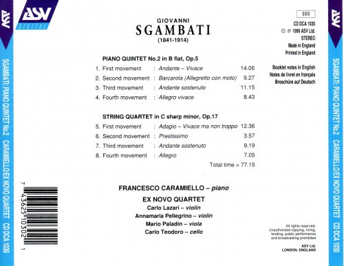 Francesco Caramiello, Ex Novo Quartet - Sgambati: Piano Quintet No. 2 / String Quartet Op. 17 (1999)