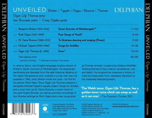 Elgan Llŷr Thomas, Craig Ogden, Iain Burnside - Unveiled: Britten | Tippett | Gipps | Browne | Thomas (2023) [Hi-Res]