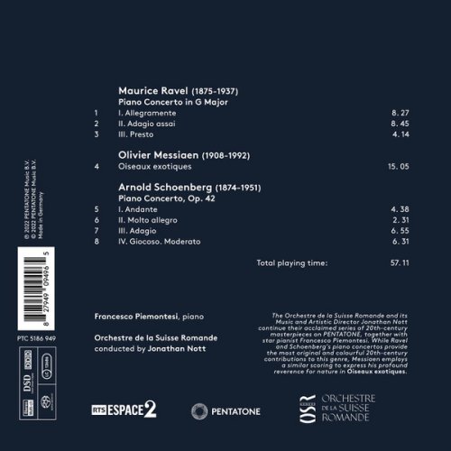 Jonathan Nott, Francesco Piemontesi - Schoenberg, Messiaen & Ravel: Orchestral Works (2022) [SACD]