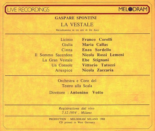 Antonino Votto, Maria Callas - Spontini: La Vestale (1954) [2CD]