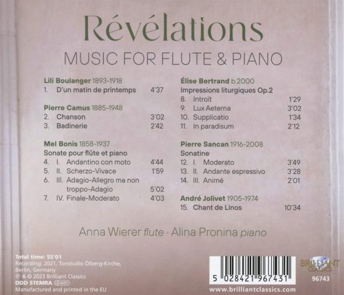 Anna Wierer - Révélations: Music for Flute & Piano by Boulanger, Camus, Bonis, Bertrand, Sancan, Jolivet (2023)