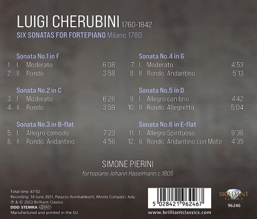 Simone El Oufir Pierini - Cherubini: Six Sonatas for Fortepiano (2023)