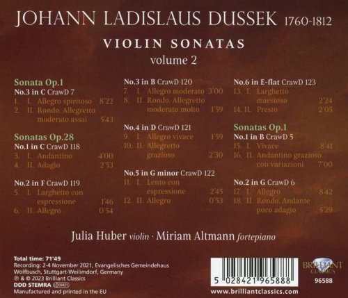 Miriam Altmann - Dussek: Violin Sonatas, Vol. 2 (2023) Hi-Res