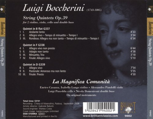 La Magnifica Comunità - Boccherini: String Quintets, Vol. VIII (2010) CD-Rip