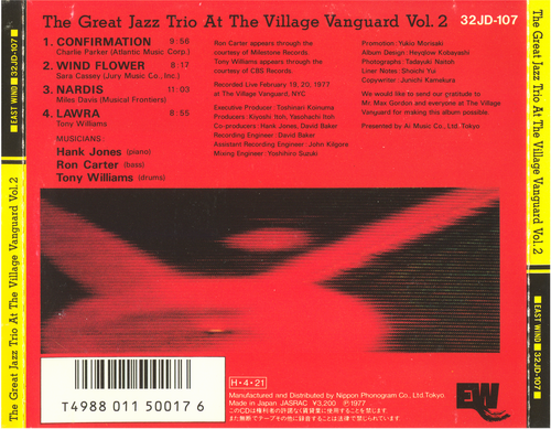 The Great Jazz Trio - At The Village Vanguard Vol. 2 (1977) CD Rip