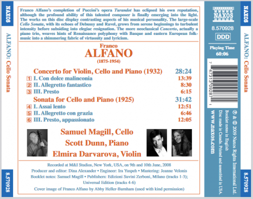 Samuel Magill, Elmira Darvarova, Scott Dunn - Alfano: Sonate pour violoncelle (2009)