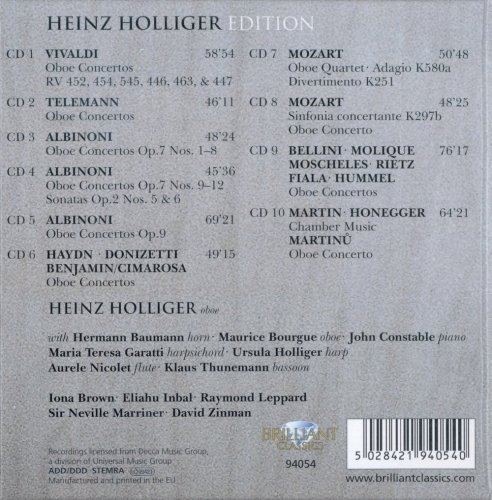 Heinz Holliger - Heinz Holliger Edition: Albinoni, Cimarosa, Haydn, Honegger, Hummel, Martin, Martinů, Mozart, Telemann, Vivaldi (10CD) (2012) CD-Rip