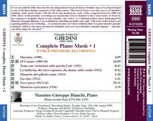 Massimo Giuseppe Bianchi - Ghedini: Complete Piano Music, Vol.1 (2010)