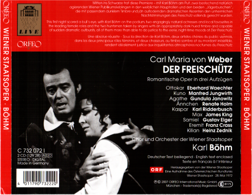 Gundula Janowitz, Renate Holm, James King, Karl Ridderbusch, Karl Bohm - Weber: Der Freischutz (2007)