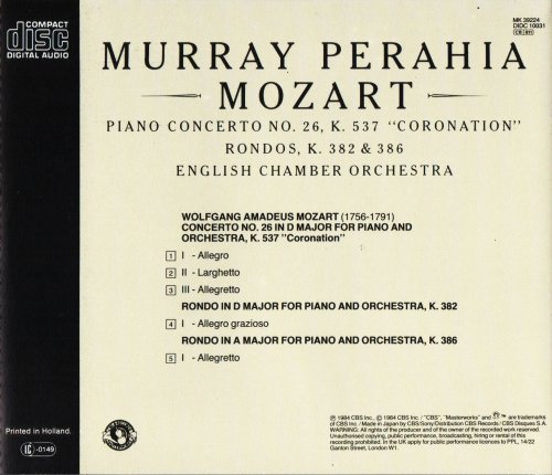 Murray Perahia - Mozart: Piano Concerto No. 26, Rondos for Piano & Orchestra (1984) CD-Rip