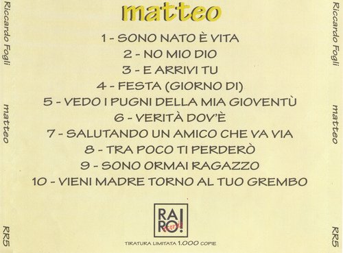 Riccardo Fogli - Matteo (1999) CD-Rip