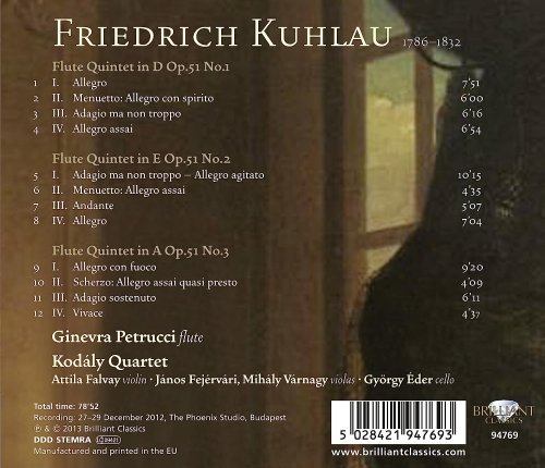 Ginevra Petrucci, Kodály Quartet - Kuhlau: Flute Quintets (2013)