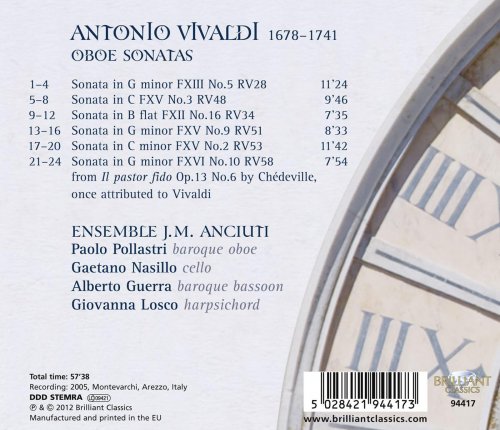Ensemble J.M. Anciuti, Paolo Pollastri, Gaetano Nasillo, Alberto Guerra, Giovanna Losco - Vivaldi: Oboe Sonatas (2012)
