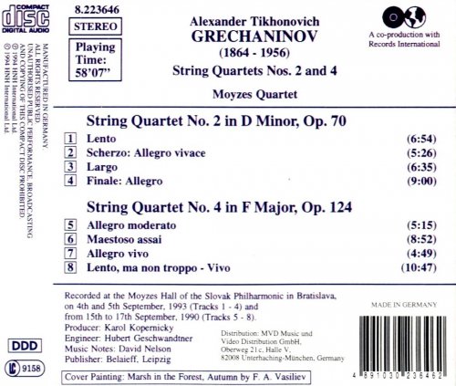 Moyzes Quartet - Gretchaninov: String Quartets Nos. 2 & 4 (1994)