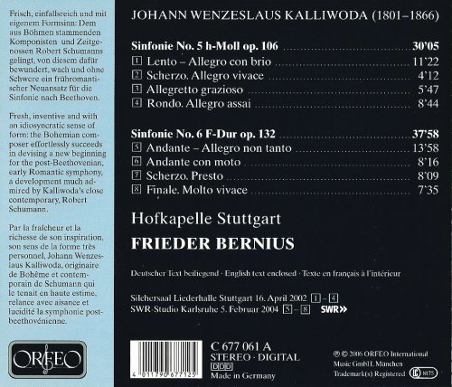 Hofkapelle Stuttgart, Frieder Bernius - Kalliwoda: Symphonies Nos. 5 & 6 (2006)