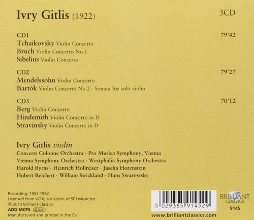 Ivry Gitlis, Vienna Symphony Orchestra, Heinrich Hollreiser - The Art of Ivry Gitlis, Violin Concertos (2010)