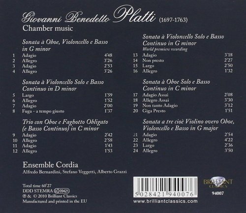 Ensemble Cordia, Stefano veggetti, Alfredo Bernardini - Platti: Chamber Music (2010)