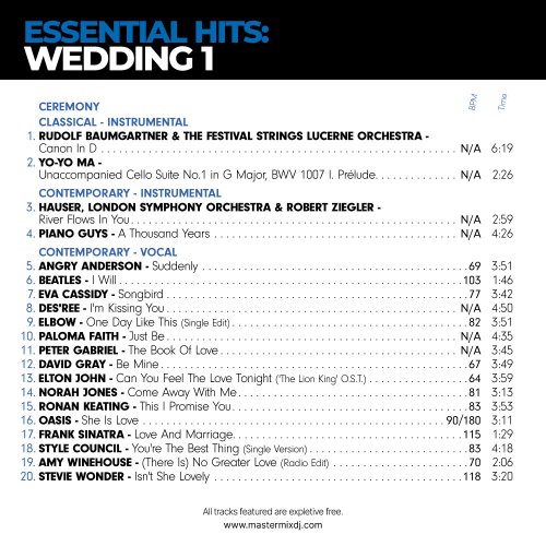 VA - Mastermix Essential Hits: Wedding 1 (2022)