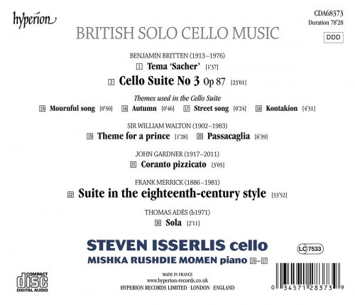 Steven Isserlis - British Solo Cello Music: Britten Suite No. 3, Walton, Gardner, Merrick & Adès (2021) [Hi-Res]