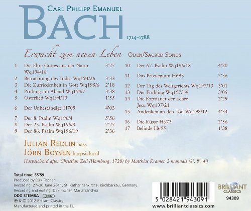 Julian Redlin, Jörn Boysen - C.P.E. Bach: Oden / Sacred Songs (2012)