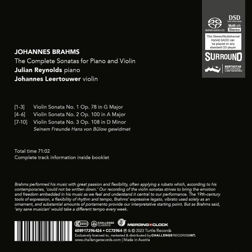 Johannes Leertouwer, Julian Reynolds - Brahms: The Complete Sonatas for Piano and Violin (2023) [Hi-Res]