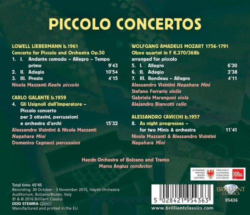 Nicola Mazzanti, Alessandro Visintini, Haydn Orchestra of Bolzano and Trento, Marco Angius - Piccolo Concertos (2016)