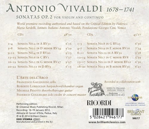 Federico Guglielmo - Vivaldi: Violin Sonatas, Op. 2 (2014)