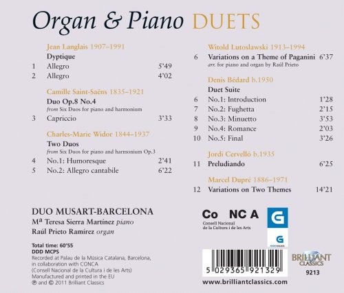 Duo Musart, Teresa Sierra Martínez, Raúl Prieto Ramírez - Organ and Piano Duets (Dupré, Langlais, Lutoslawski, St-Saëns, Widor) (2011)