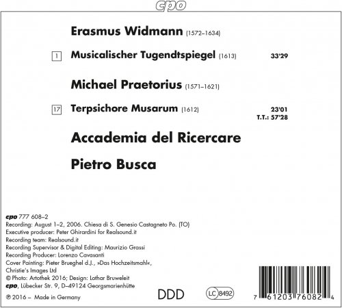 Accademia del Ricercare, Pietro Busca - Widmann: Musicalischer Tugendtspiegel - Praetorius: Terpsichore (2016)