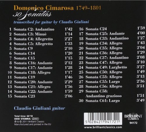 Claudio Giuliani - Cimarosa: 30 Sonatas, arrangements for guitar (2011)