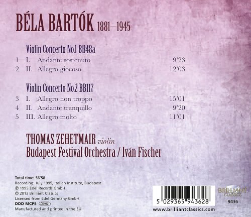 Thomas Zehetmair, Budapest Festival Orchestra, Ivan Fischer - Bartók: Violin Concertos (1995)