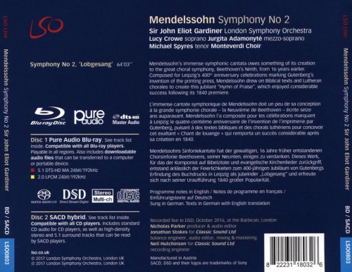 London Symphony Orchestra, Sir John Eliot Gardiner - Mendelssohn: Symphony No. 2 ‘Lobgesang’ (2017) CD-Rip