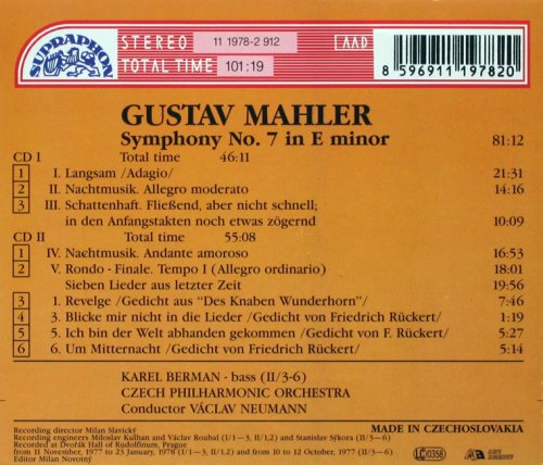 Vaclav Neumann - Mahler: Symphony No. 7 / Lieder aus Letzter Zeit (1978) [1992]