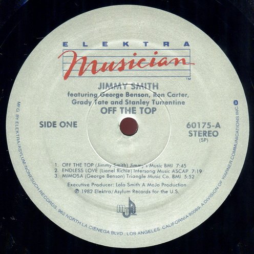 Jimmy Smith Featuring George Benson, Ron Carter, Grady Tate, Stanley Turrentine - Off The (1982) LP