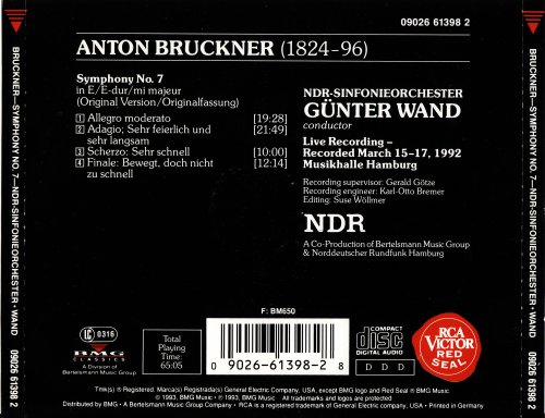 Günter Wand, Norddeutscher Rundfunk Hamburg-Sinfonieorchester - Bruckner: Sinfonie No 7 (1993)