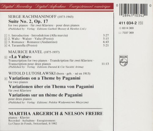 Martha Argerich, Nelson Freire - Music for Two Pianos: Rachmaninoff, Ravel, Lutoslawski (1983) CD-Rip