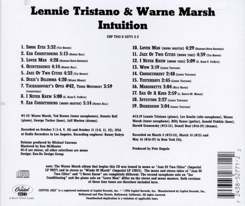 Lennie Tristano & Warne Marsh - Intuition (1956) CD Rip