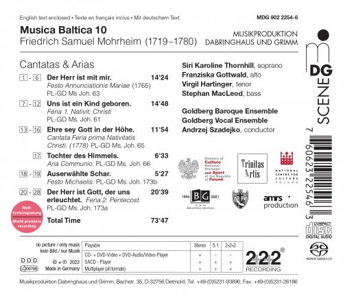 Goldberg Baroque Ensemble, Goldberg Vocal Ensemble, Andrzej Szadejko, Siri Karoline Thornhill, Franziska Gottwald, Virgil Hartinger, Stephan MacLeod - Mohrheim: Cantatas and Arias (2022)