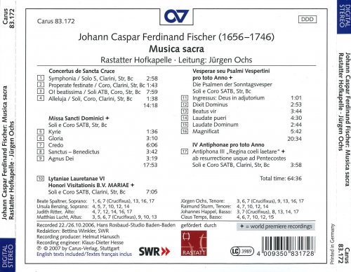 Rastatter Hofkapelle, Jürgen Ochs - Fischer: Musica sacra (2007)